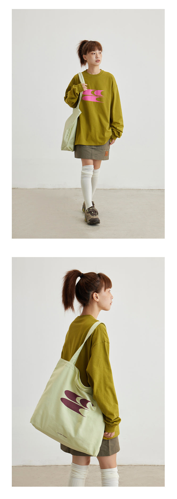 CryingCenter Large Capacity Commuting 3C LOGO Canvas Tote Bag