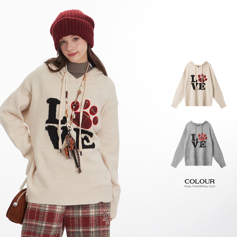 Nariele  Crew Neck Sweater Patch Knitwear Casual Embroidery Sweater Hoodie