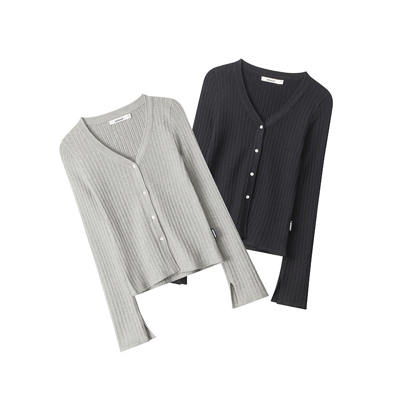 Nariele French Style Long Sleeve Knitted Cardigan Slim Fits Sweater