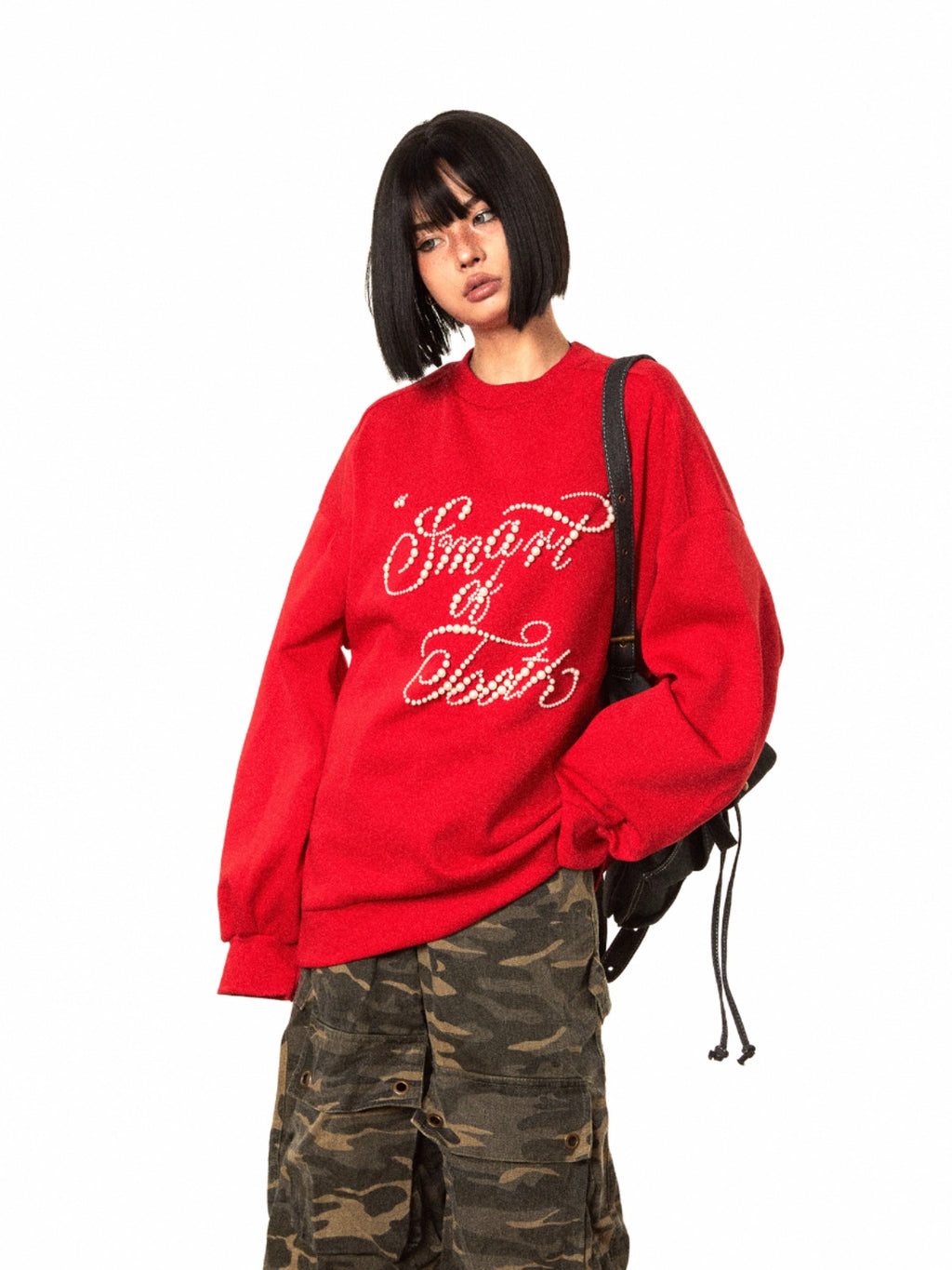 BLACKBB American Three-dimensional Pearl Sweatshirt