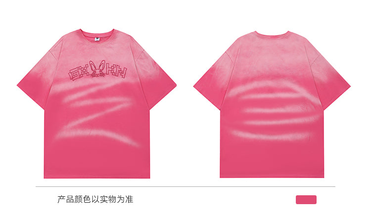 BLACKBB Street Niche Wash Gradient Embroidery Short Sleeve Tee