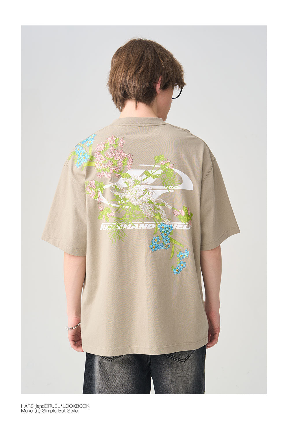 (Clearance) harshandcruel Floral Embroidery Tee