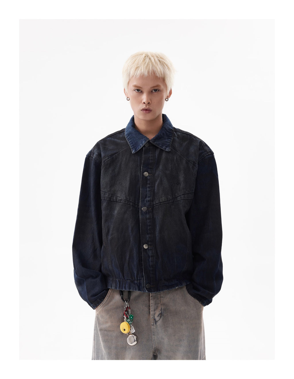 BTSG Frost Distressed Dirty Gradient Denim Jacket