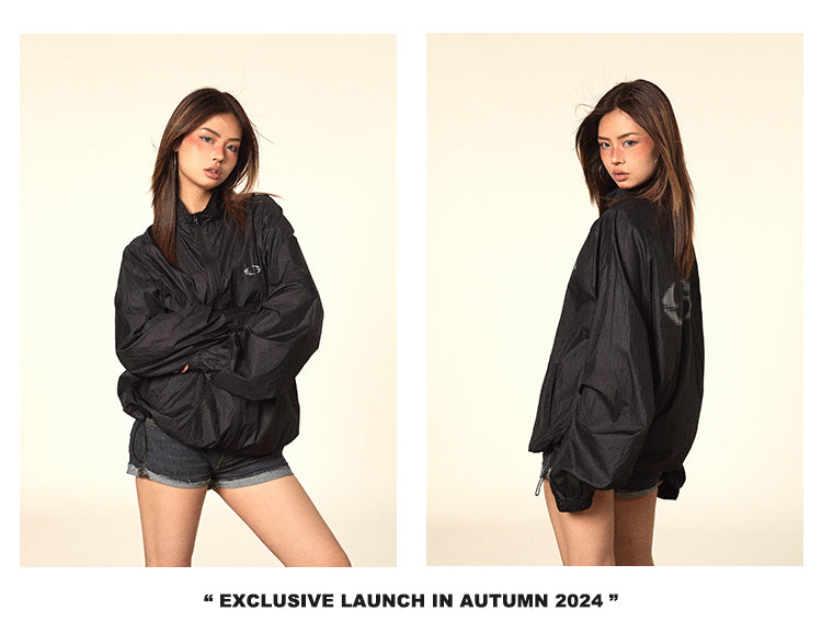 سترة واقية من الشمس مطبوعة مجعدة لامعة أمريكية من BLACKBB