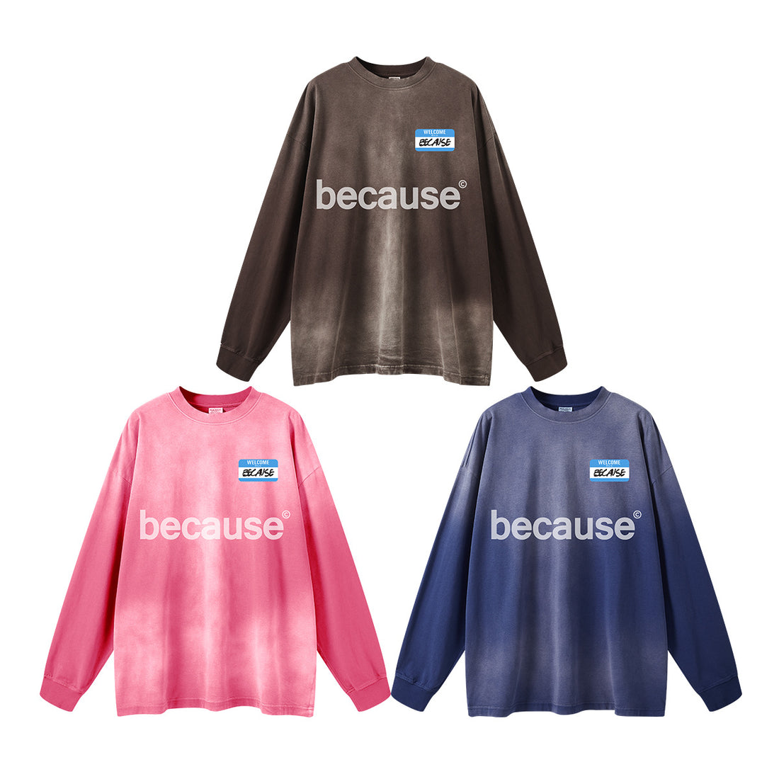 BE 260G 100% Cotton Because Tie-Dye Washed Long Sleeve Tee