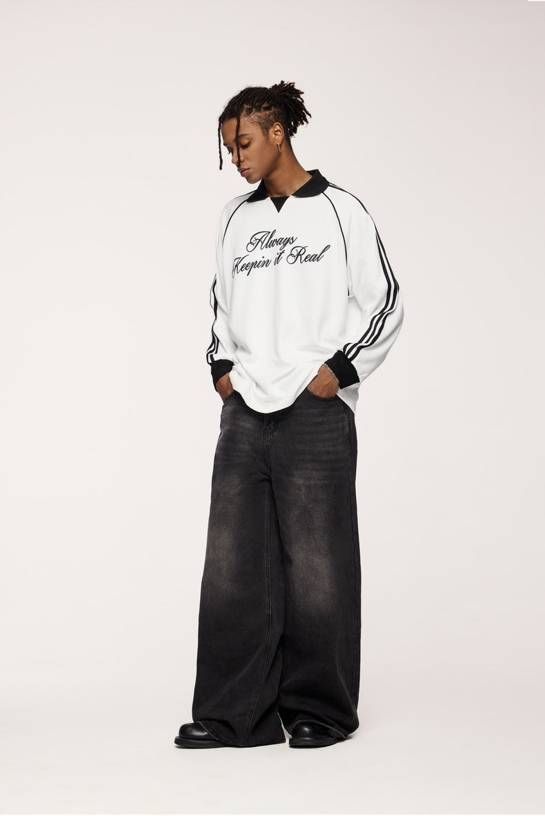 INF Chic Lapel Long Sleeve Retro Tee