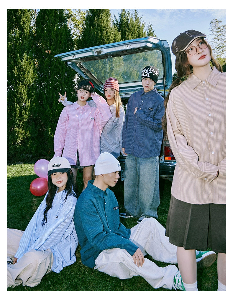 Lemanism Japanese Vertical Striped Shirt