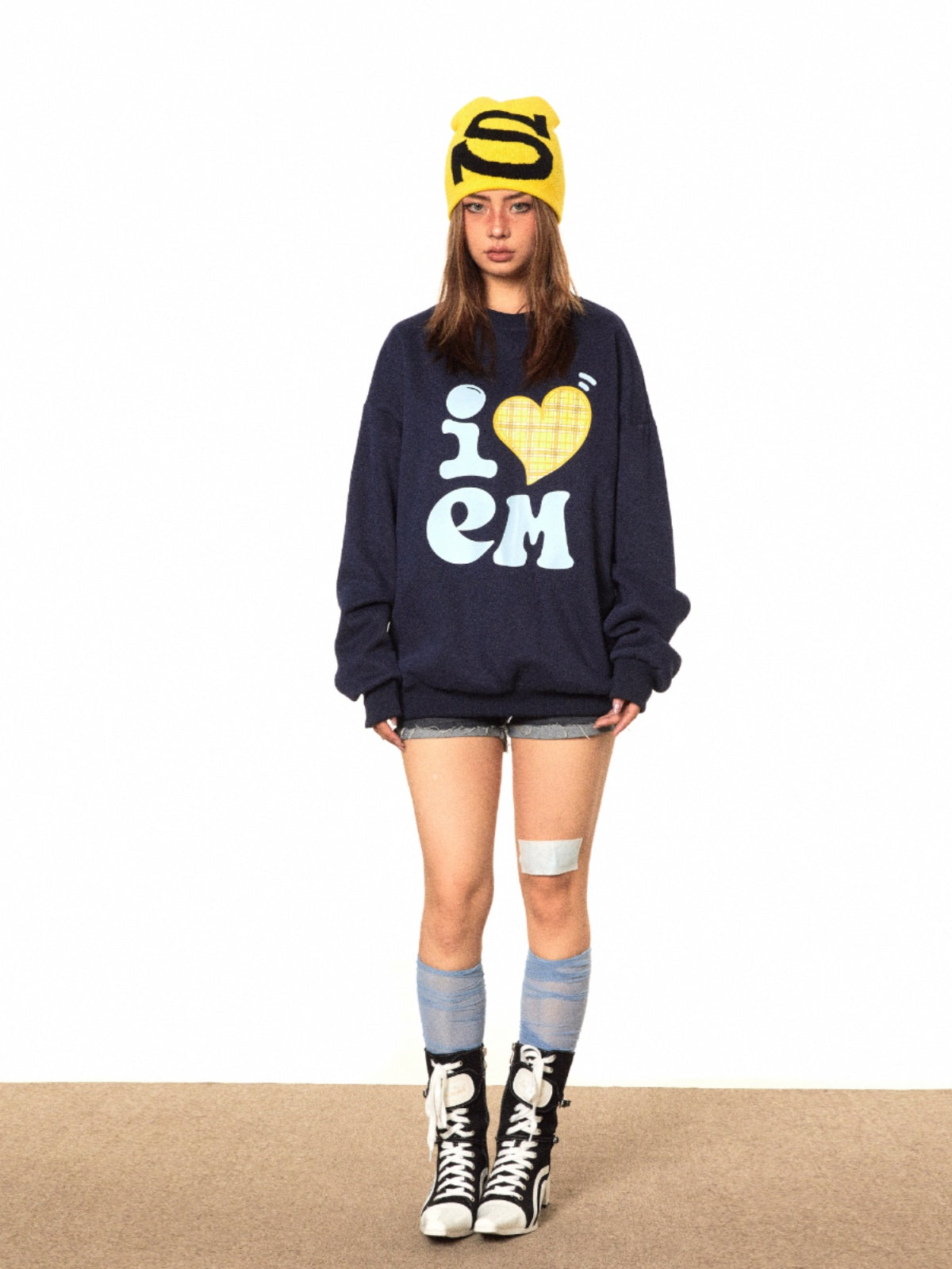 BLACKBB American Heart Print Crew Neck Sweatshirt