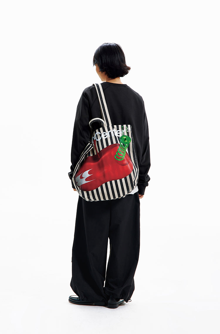 Crying Center Apple Killer Stripe Large Capacity Tote Bag