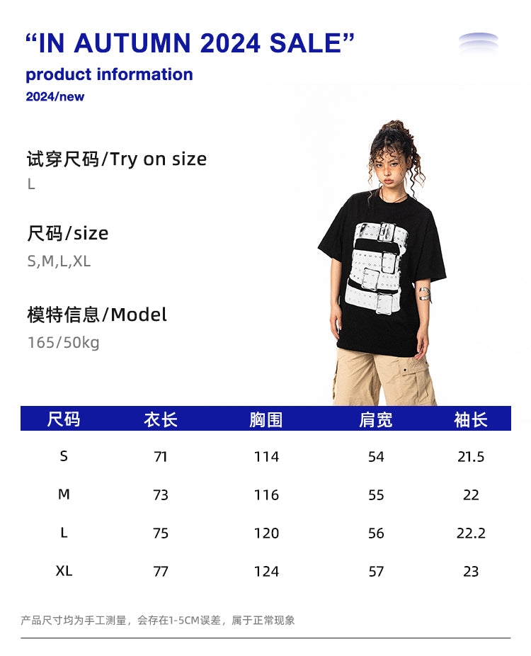 تي شيرت BLACKBB الأصلي بطباعة الحزام بتصميم متخصص ورقبة دائرية