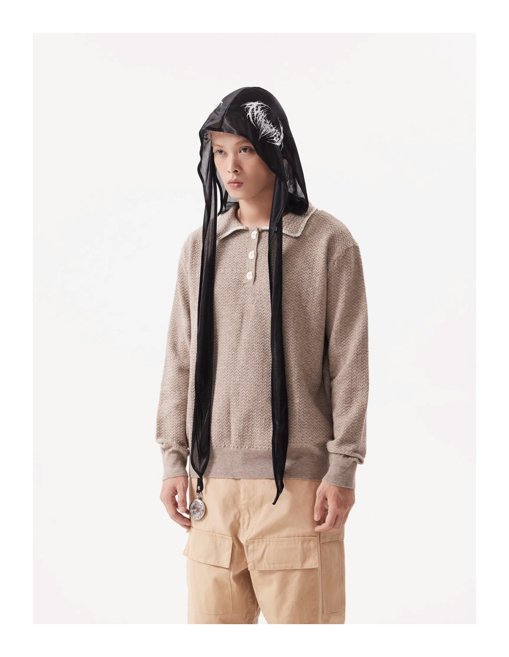 (Clearance) BTSG Rollover Collar Silhouette Sweater