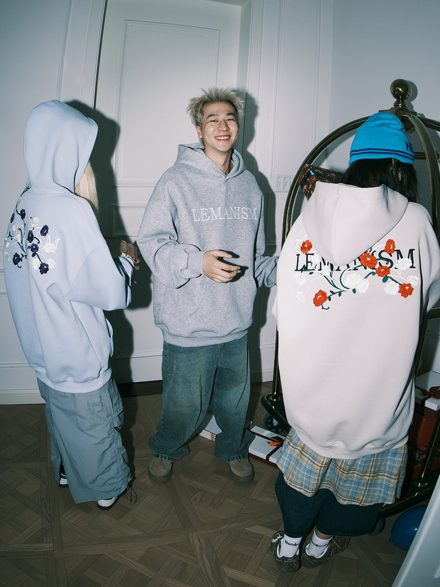 lemanism Flower letter embroidery Hoodie - PRE ORDER -