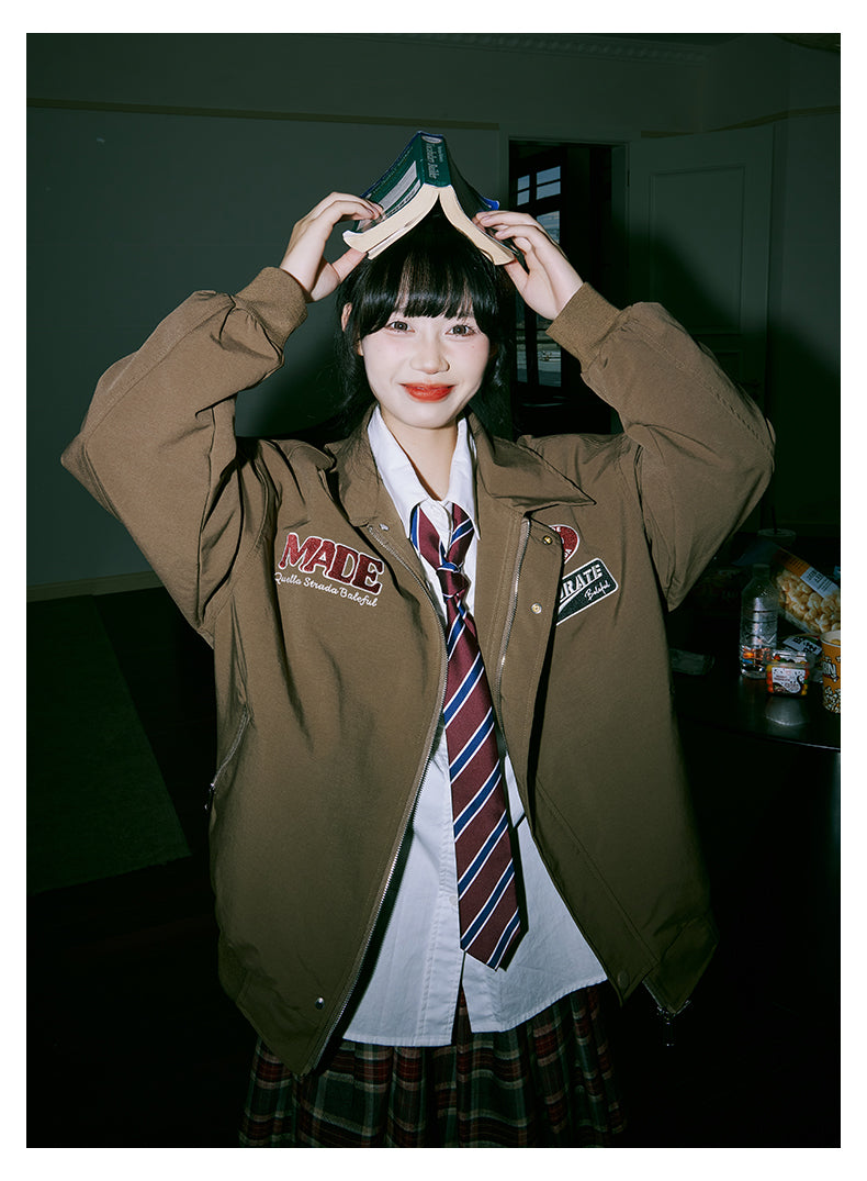 lemanism Embroidery College Jacket