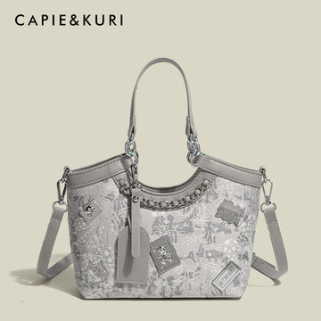 CAPIE&KURI niche badge tote bag Lady's versatile embroidery Purseg crossbody Bag