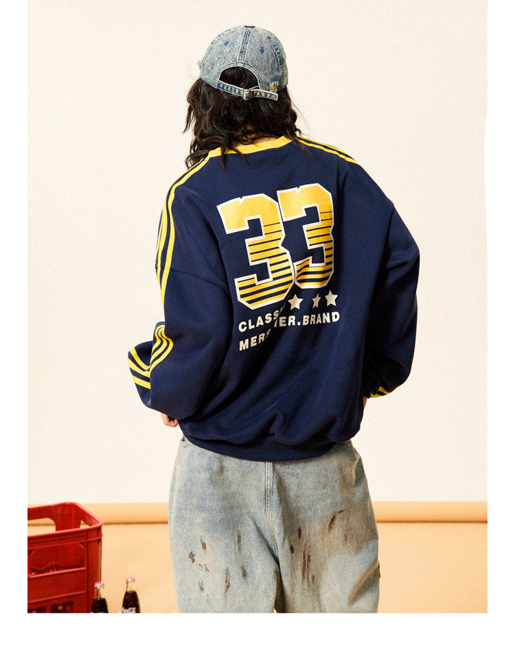 Mershier American Retro Sports Crew Neck Sweatshirt