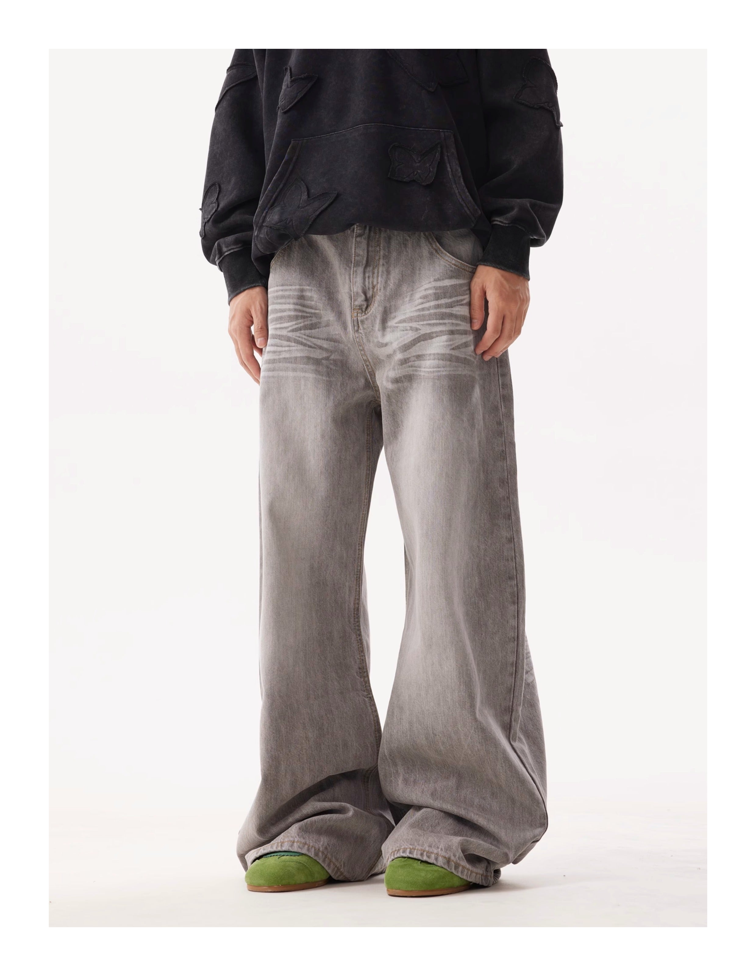 BTSG Wash Aged Premium Whisker Loose Straight Jeans