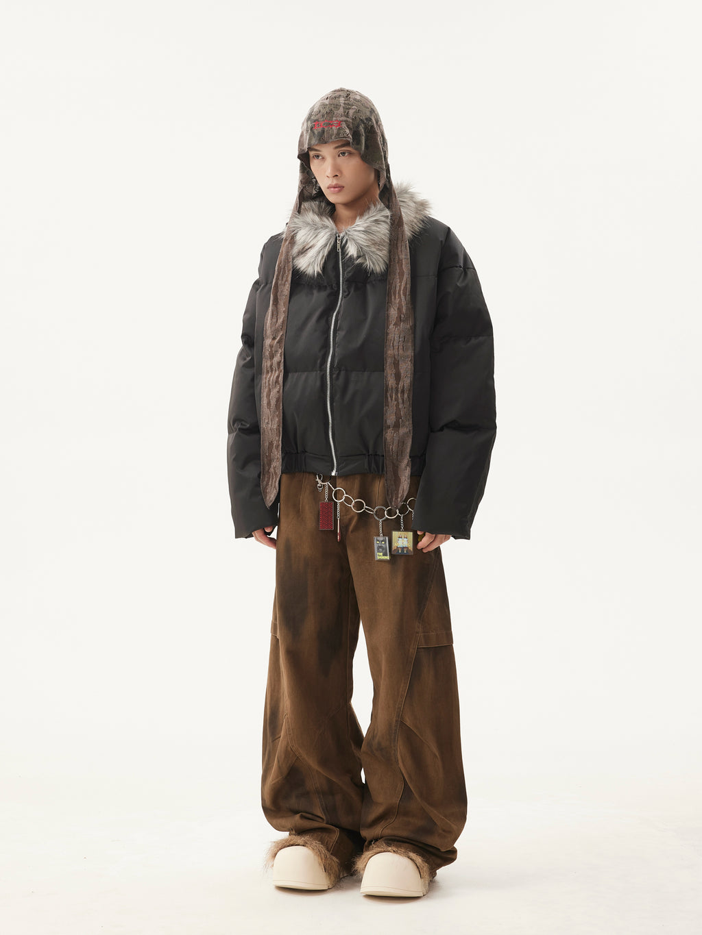 BTSG Warm Fur Collar Cotton Jacket