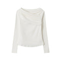 Nariele Long Sleeve Top T-shirt Off-shoulder Irregular Slim Fit Top