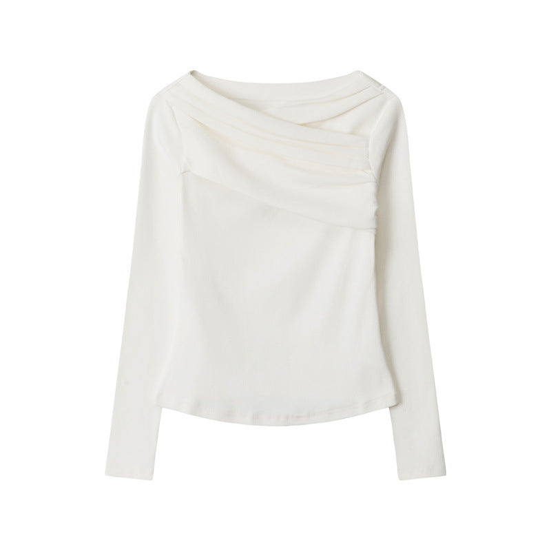 Nariele Long Sleeve Top T-shirt Off-shoulder Irregular Slim Fit Top