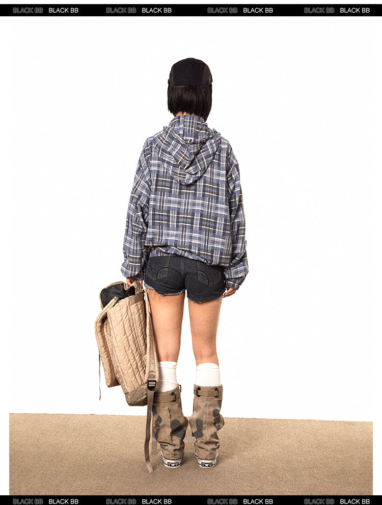 سترة BLACKBB الأمريكية بسحاب منقوشة غير منتظمة