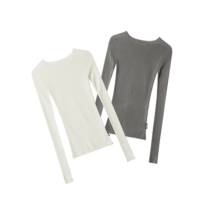 Nariele Knitwear Slim Fits Long Sleeve Base Wear Sweater Solid Color Top