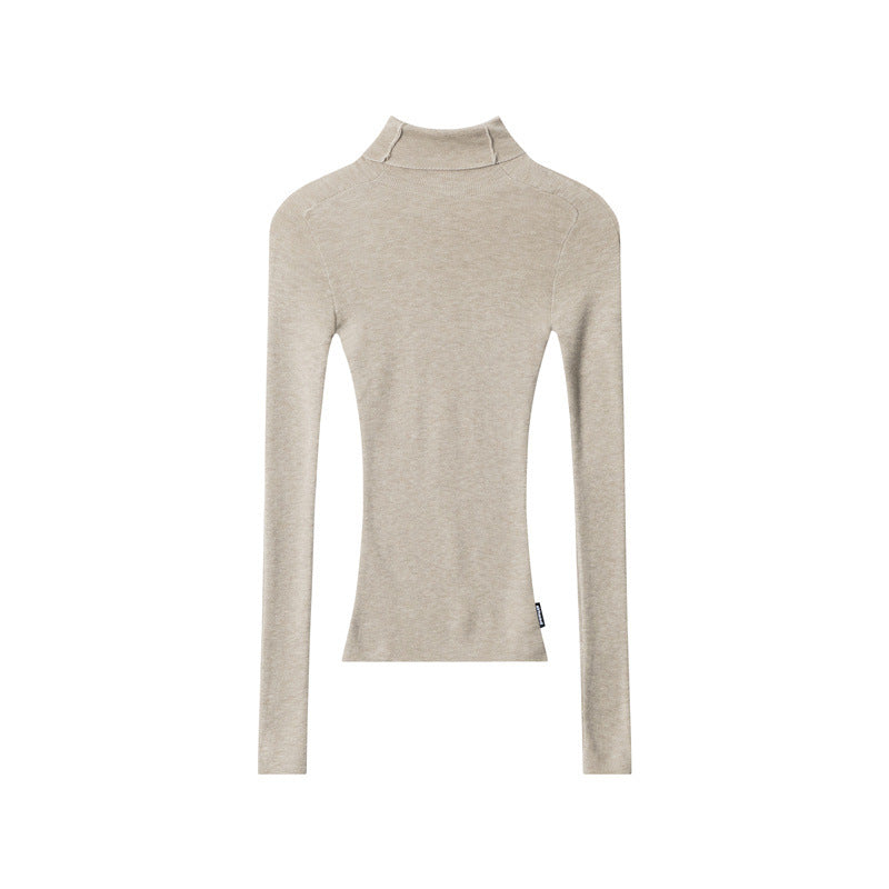 Nariele semi-high neck niche slim tight sweater knitwear