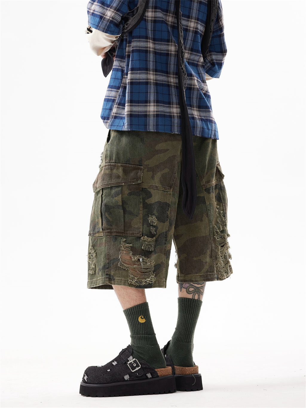 BTSG Camouflage Cropped Pants Cargo Shorts Tide