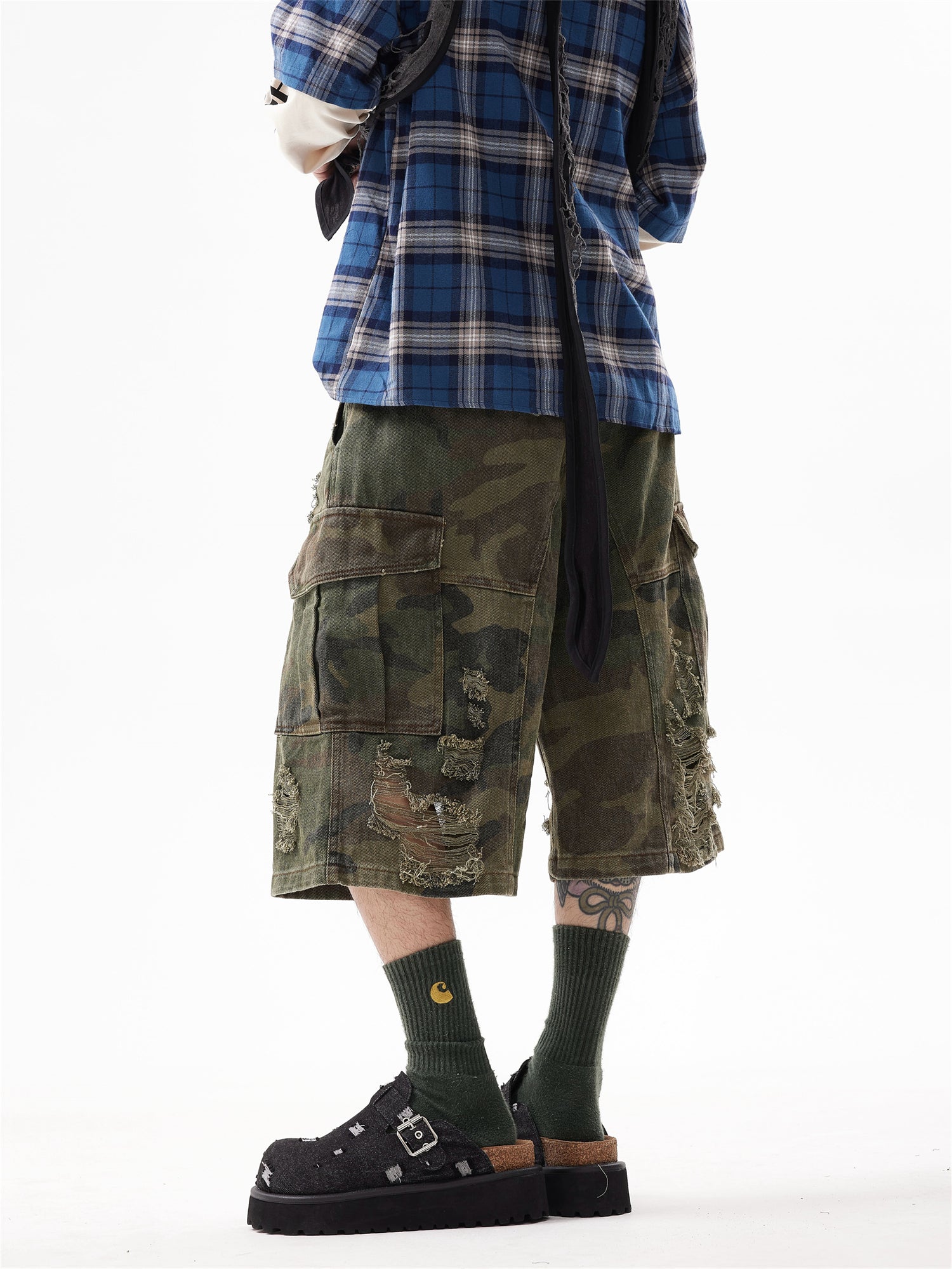 BTSG Camouflage Cropped Pants Cargo Shorts Tide