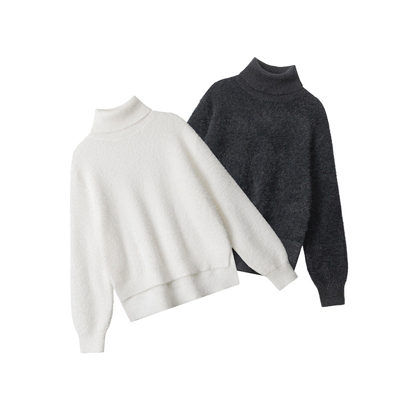 Nariele Solid Color Turtle neck Sweater Loose Fluffy Sweater