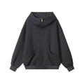 Nariele Retro Style Heavy Hoodie Trendy Zipper Solid Color Jackets