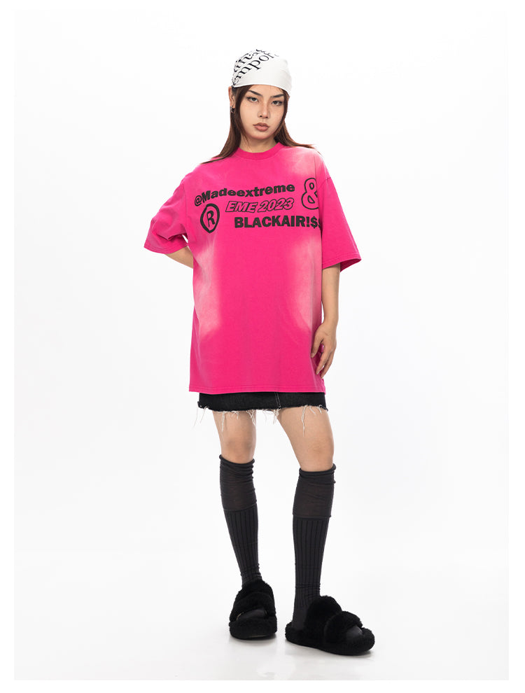 تي شيرت BLACKBB بأكمام قصيرة مطبوع من الأمام والخلف