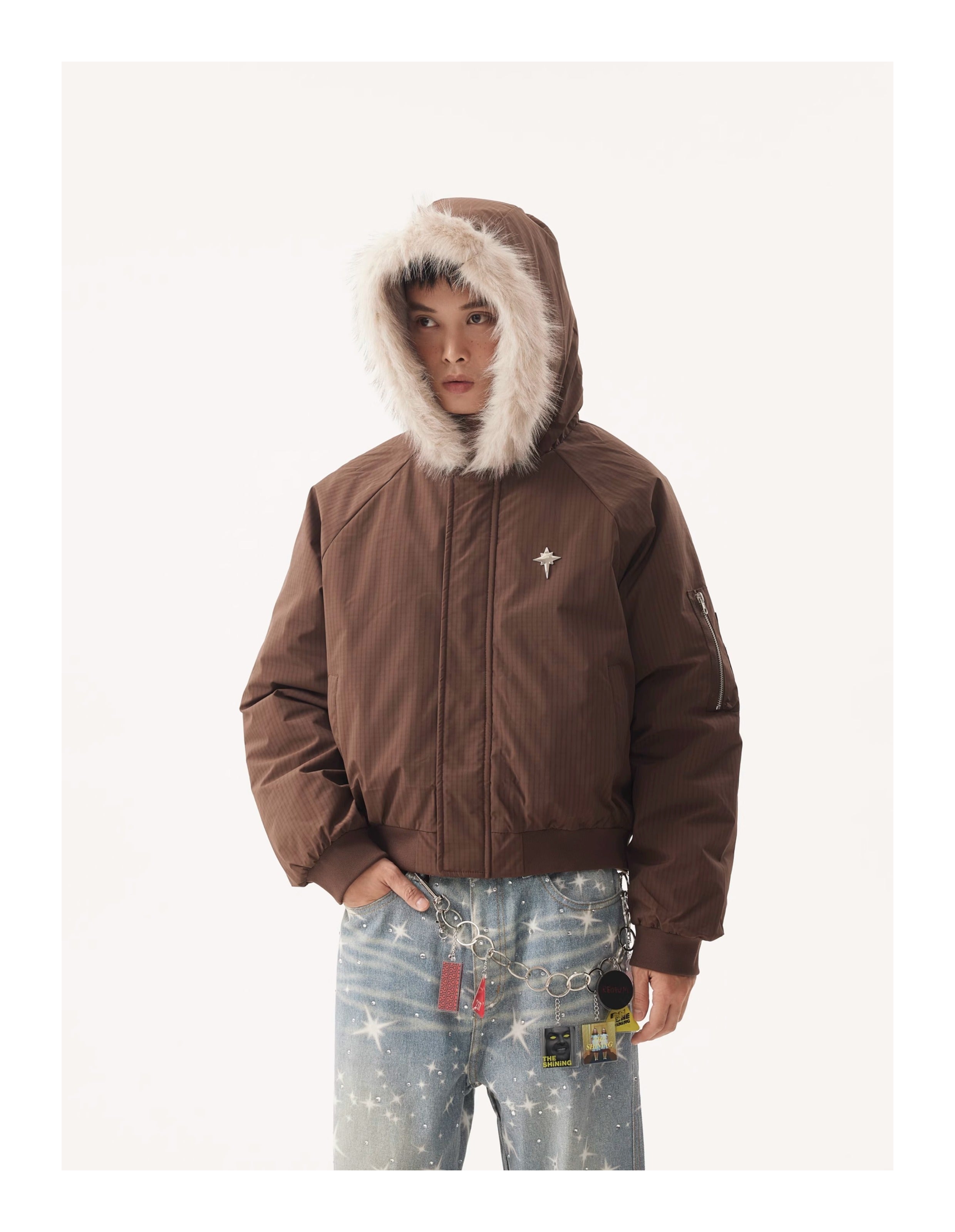 BTSG Fur Collar Cropped Padded ZAPA Jacket