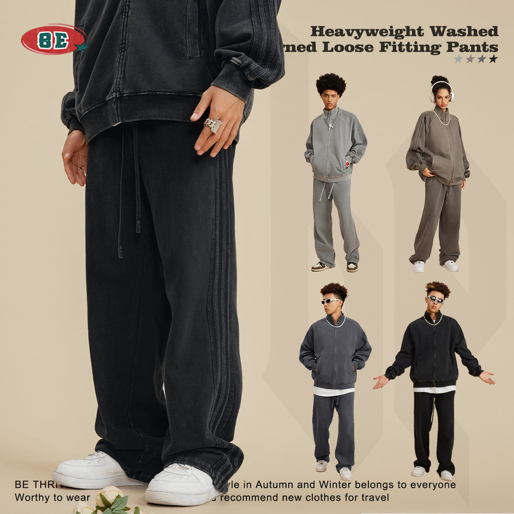 BE 450G 100% Cotton Washed Loose Sweatpants