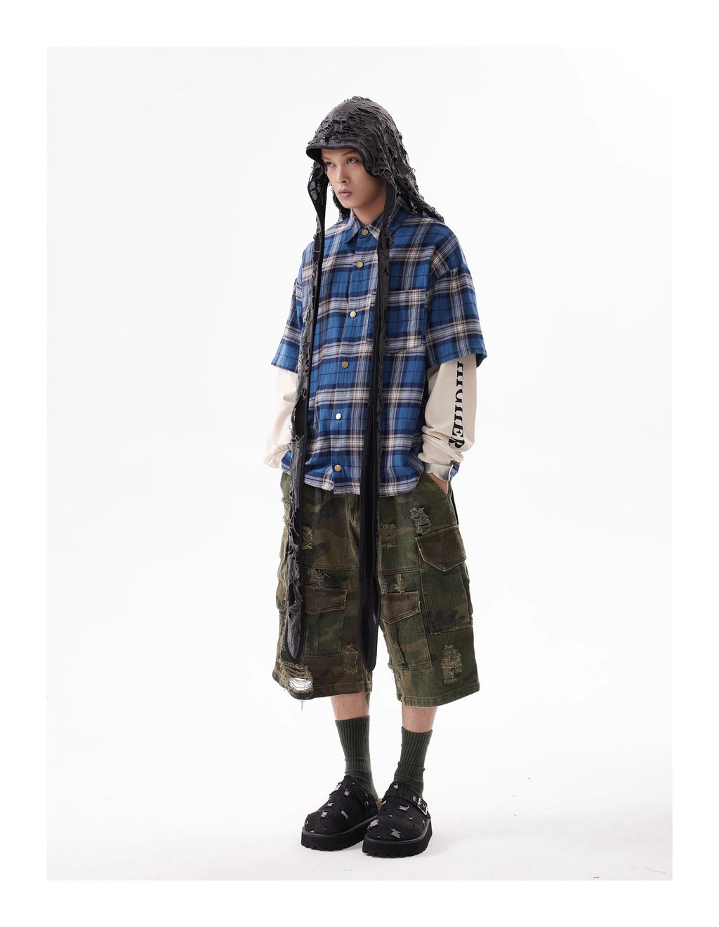 BTSG Camouflage Cropped Pants Cargo Shorts Tide