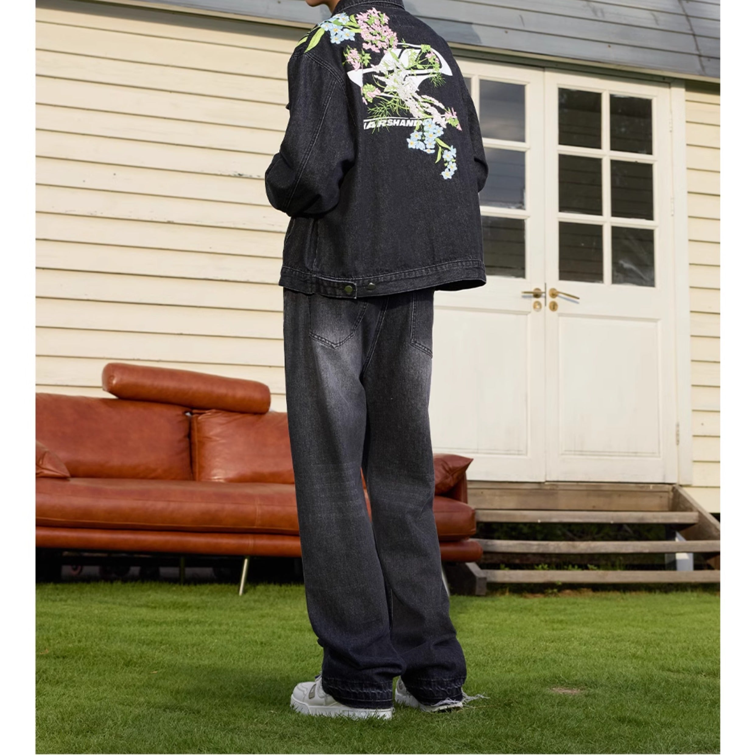 Harshandcruel Yoke floral-embroidered HACR denim jacket