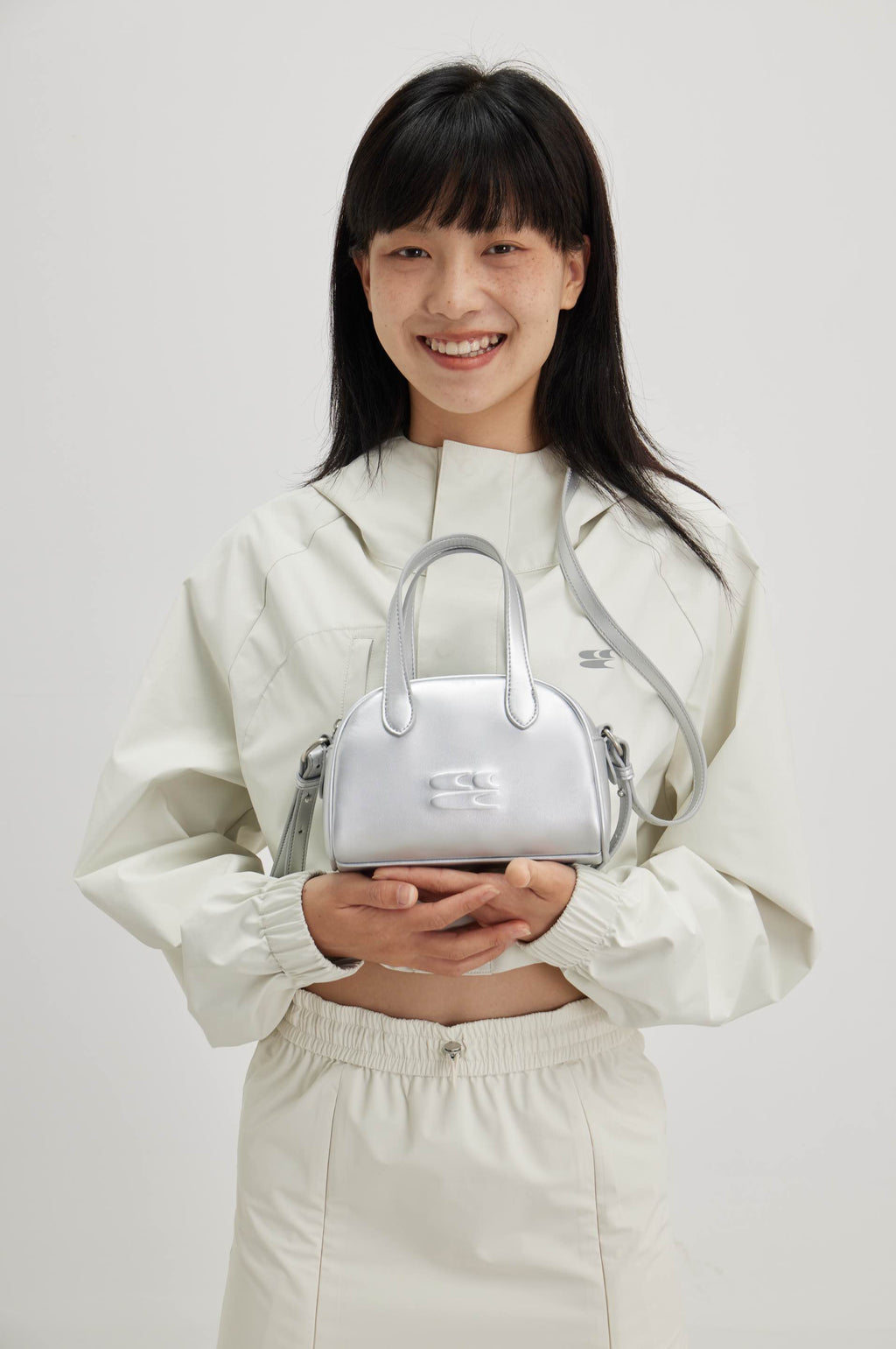 CryingCenter Classic Vintage Mini Milk Tea White Boston Crossbody Bag