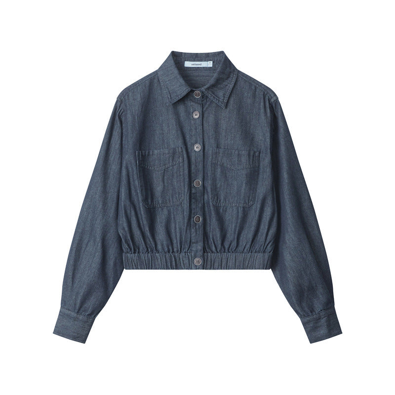 Nariele Womenswear Trendy Chic Wears Cropped Jacket Denim Wide-leg Pants Set