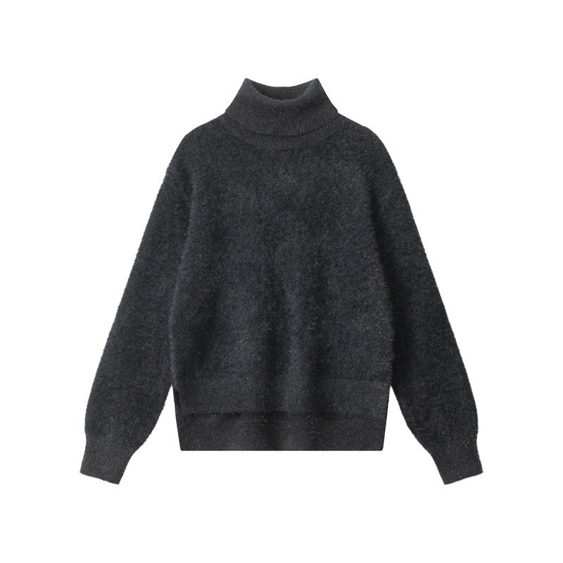 Nariele Solid Color Turtle neck Sweater Loose Fluffy Sweater