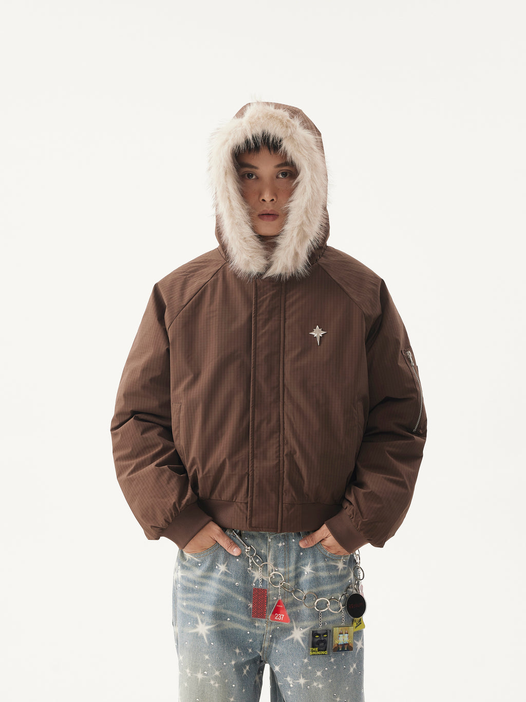 BTSG Fur Collar Cropped Padded ZAPA Jacket