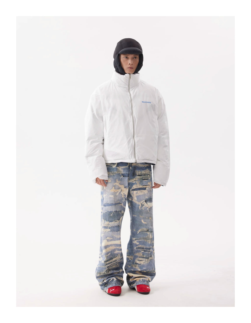 BTSG Reversible Plaid Cropped Puffer Jacket
