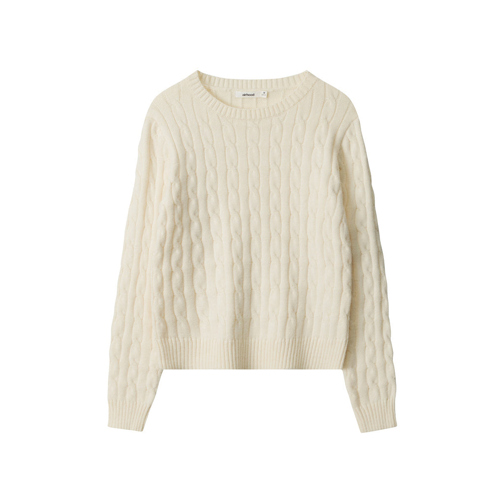 Nariele Pullover Long Sleeve Twist Knitted Top Crew Neck Slim Fit Sweater
