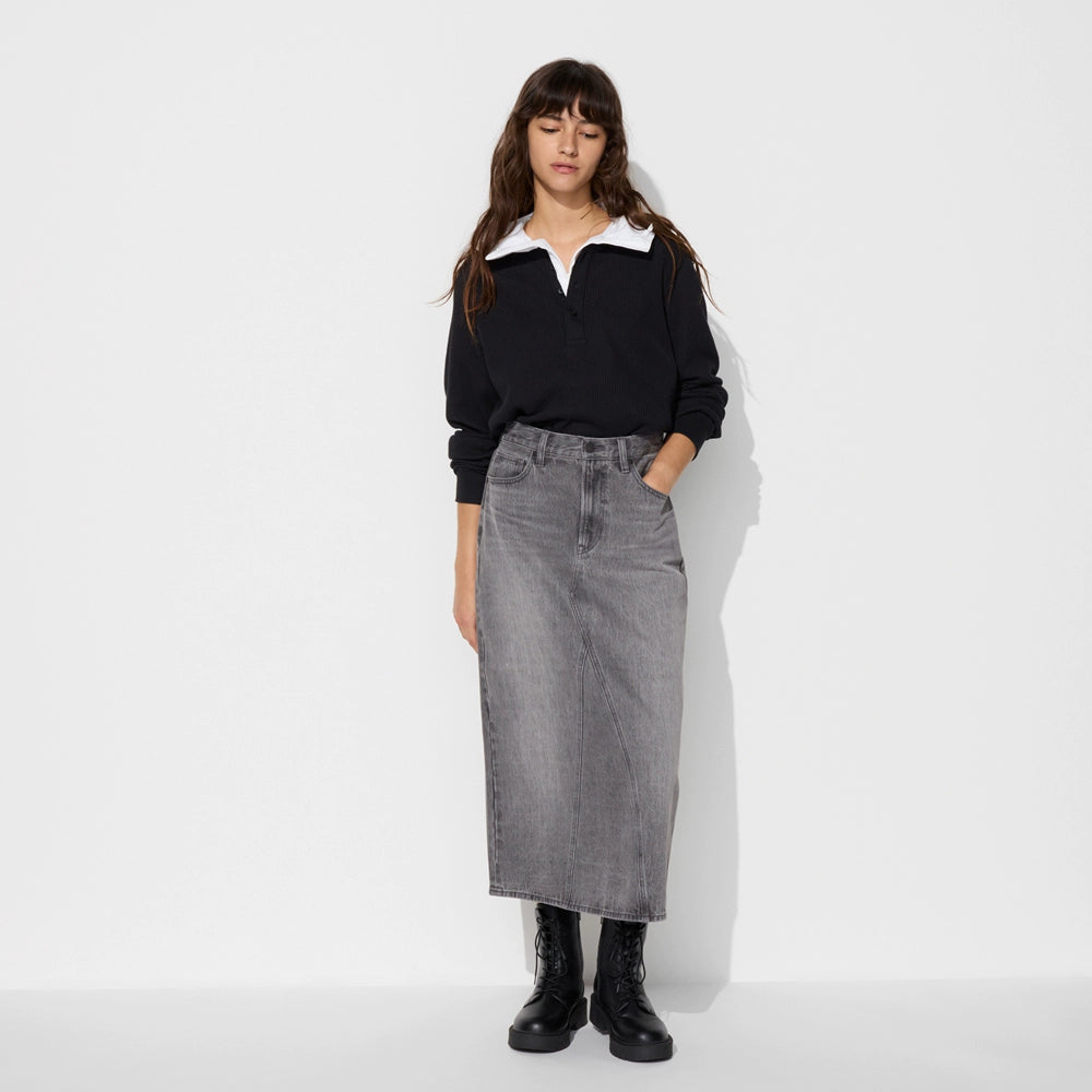 Uniqlo Couple Waffle Henley Collar Pullover Long Sleeve Tee