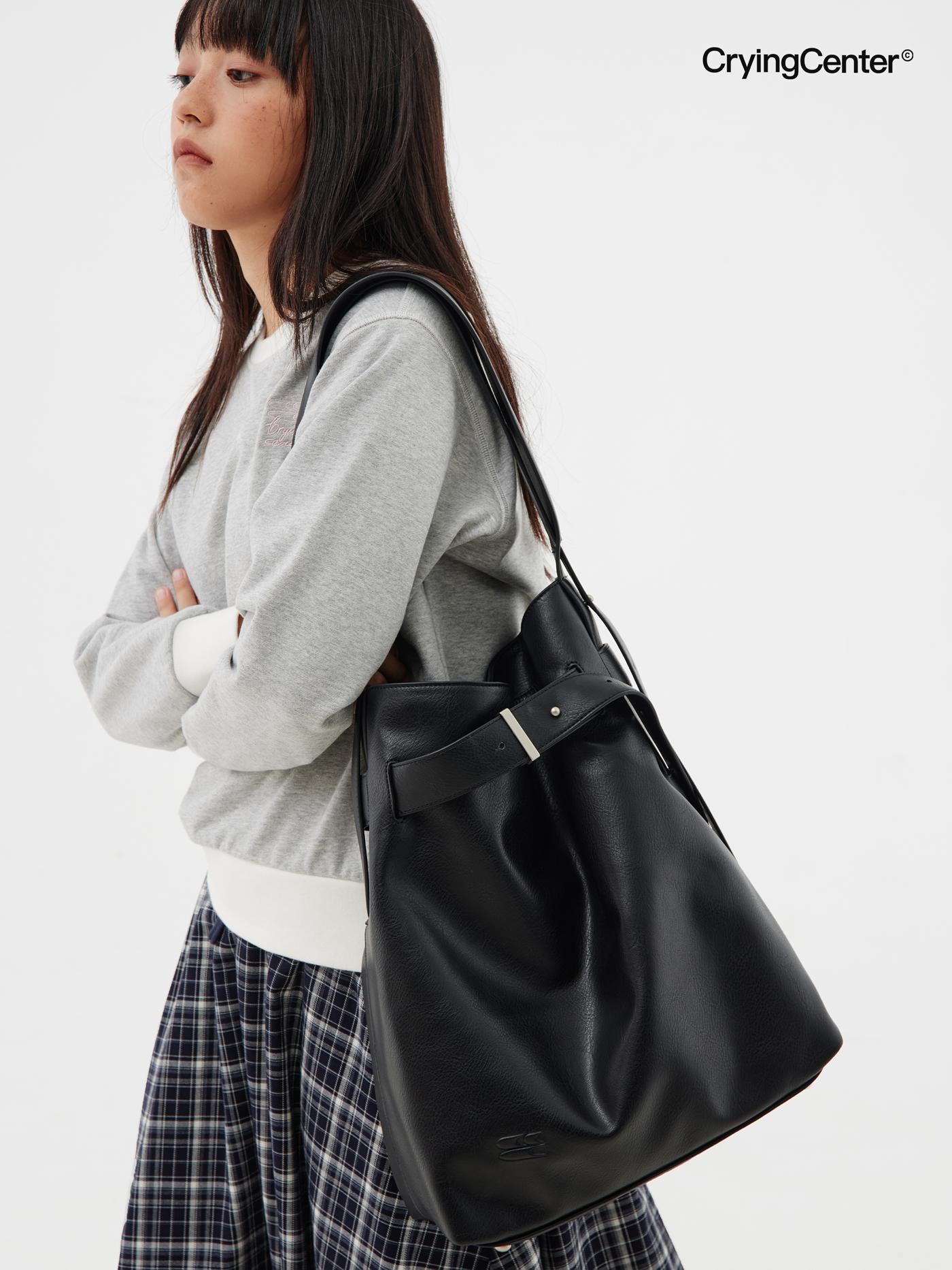 CryingCenter large bucket leather Cross Body bag