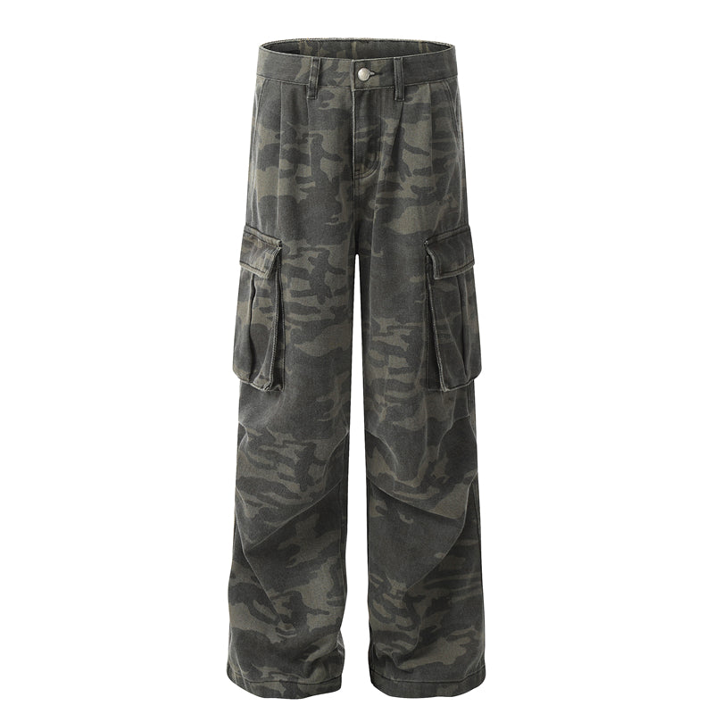 BTSG Distressed Brushed Camouflage Cargo Pants