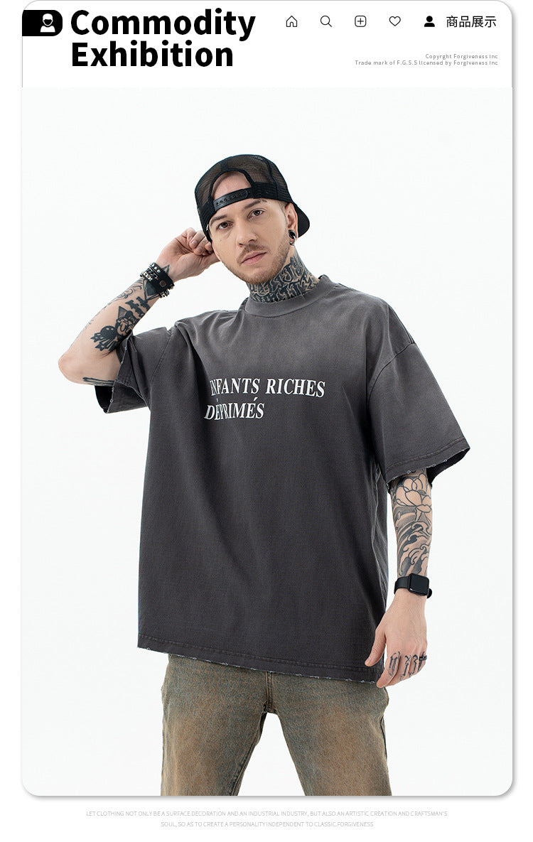 SUP Bai Jingting مع نفس التيشيرت المتدرج المغسول ذو الحجم الكبير