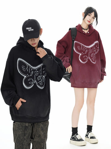 TKPA Butterfly Embroidery Loose Hoodie