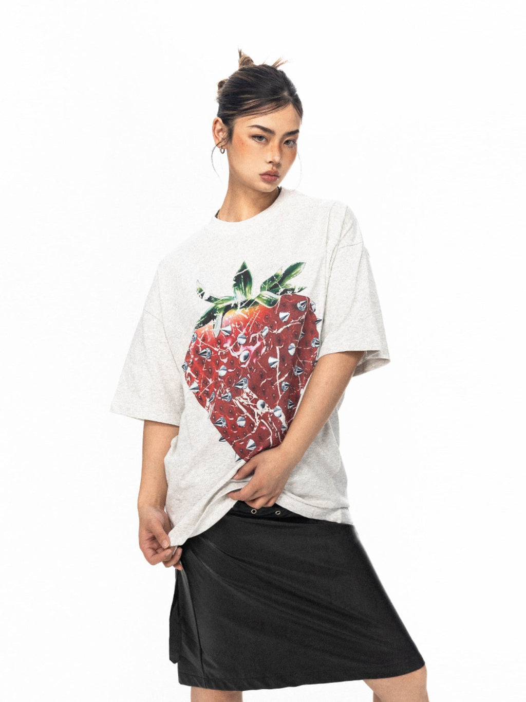 BLACKBB Trendy Niche Three-dimensional Strawberry Print Tee