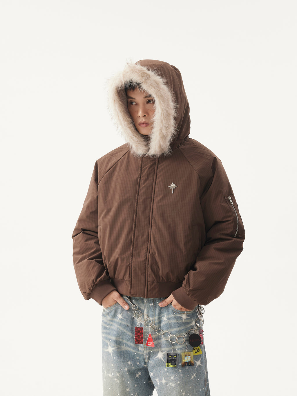 BTSG Fur Collar Cropped Padded ZAPA Jacket