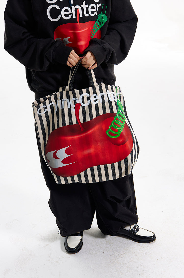 Crying Center Apple Killer Stripe Large Capacity Tote Bag