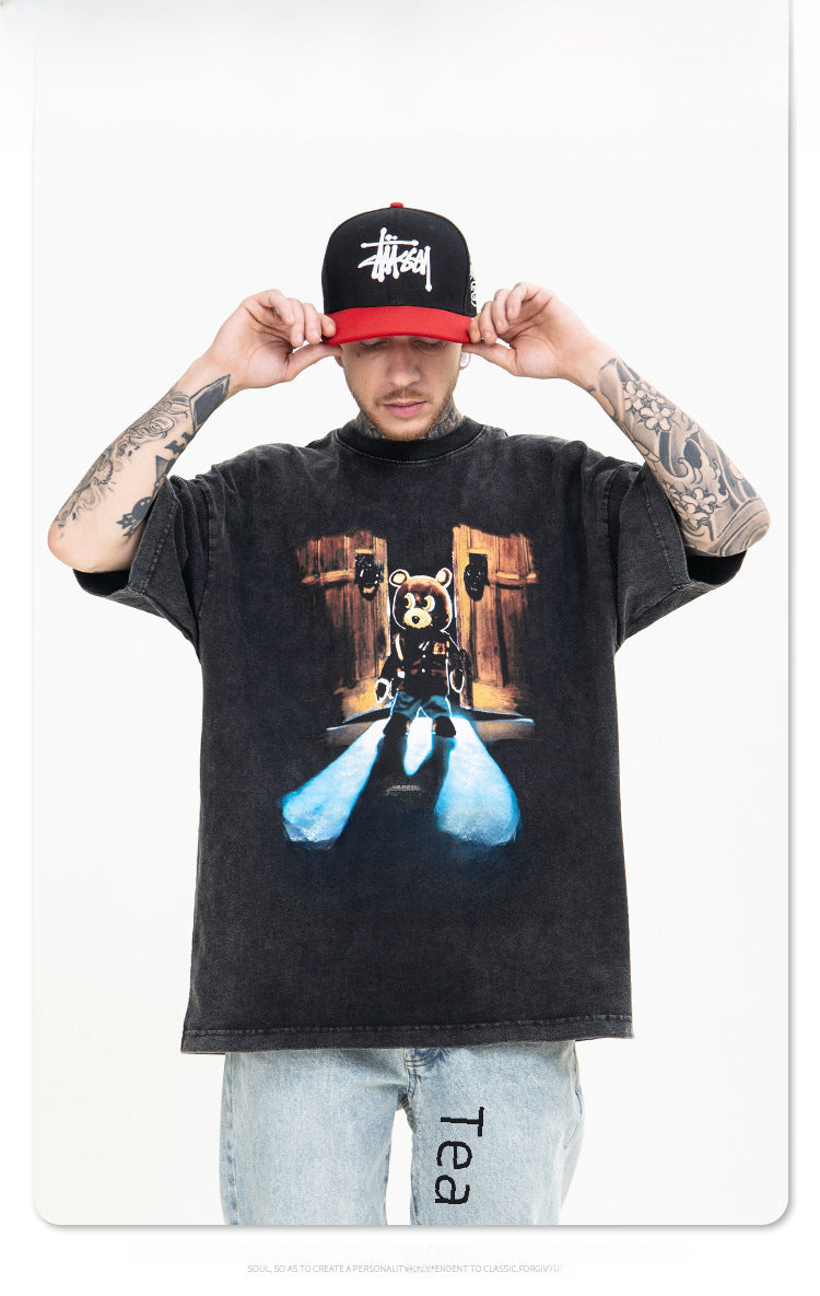 (Clearance) FG American Fashion Bear Print Short-Sleeved Tee